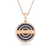 Gümüş Rose Mavi Taşlı İsimli Kadın Kolye