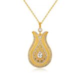 Gümüş Damla Taşlı Lale Kadın Kolye