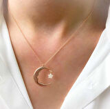 Gümüş Ay Yıldız Atatürk Silüeti Kadın Kolye