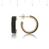 Gümüş Üç Sıralı Siyah Tamtur Küpe