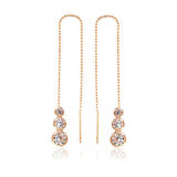 Gümüş Beyaz Taşlı Zincirli Küpe