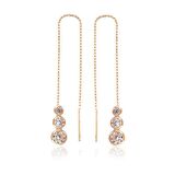 Gümüş Beyaz Taşlı Zincirli Küpe