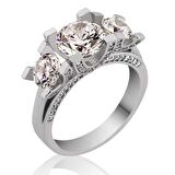 Gümüş 3 Taş Tria Kadın Yüzük