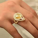 Gümüş Gold Tuğralı Kadın Yüzük