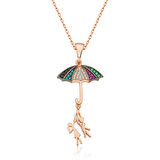 ​Gümüş Şemsiye Tutan Aşıklar Kolye