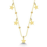 Gümüş Gold Yıldızlı Dorika Kadın Kolye
