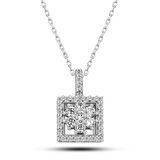 Gümüş Kare Zirkon Taşlı Kadın Kolye