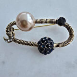 Ay Detaylı İnci Broş