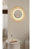Çiftçember - Gold-beyaz Göbek - Büyük Boy (55X55CM) (PİLLİ LED SİSTEMİ) - Metal Duvar Saati