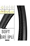 Universal Dikmeli Direksiyon Kılıfı Kokusuz Terletmez Soft Gri Deri