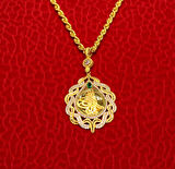 Altın Damla Tuğralı Kolye  Ucu ve Halat Zincir 3752