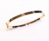 Altın Taşsız Çivili Kelepçe Bilezik