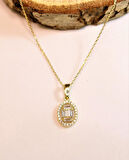 Altın Baget Taşlı Kolye Ucu ve Zinciri