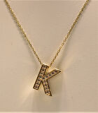 Taşlı 3 Boyutlu K Harfi ve Zinciri