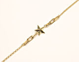 Altın Ataç Zincirli Yıldız Bileklik