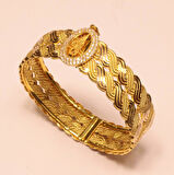 Altın Örgü Model Tuğralı Kelepçe Bilezik 32082