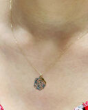 14 Ayar Altın Gül Kolye Uçlu Zincir