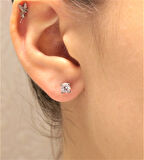  Beyaz Altın Tek Taş Küpe