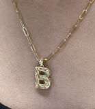  Altın 3 Boyutlu B Harf Kolye Ucu