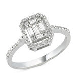  14 Ayar Beyaz Altın Baget Taşlı Yüzük