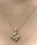  14 Ayar Altın 3 Boyutlu M Harfi