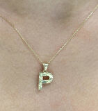  14 Ayar Altın 3 Boyutlu P Harfi