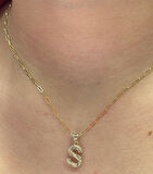  Altın 3 Boyutlu S Harfli Ataç Zincir