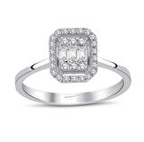 Beyaz Altın Baget Taşlı Yüzük 34287