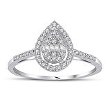 Beyaz Altın Baget Taş Yüzük 34289