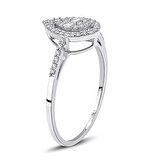 Beyaz Altın Baget Taş Yüzük 34289