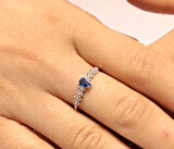  14 Ayar Altın Mavi Taşlı Damla Model Su Yolu Düğün-Nişan Seti