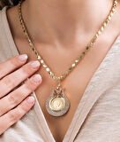 22 Ayar Çeyrek Altınlı Pullu Zincir (Lale Uçlu)