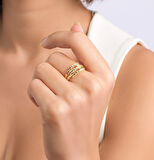 Altın Üç Sıra Üçlü Burma Yüzük