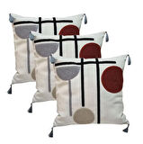 3 adet Fermuarlı Nakışlı Kırlent kılıfı(40x40)