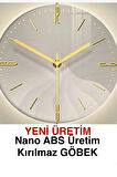 Antrasit-gümüş Milano Time Modern Dekoratif Metal Camlı Duvar Saati