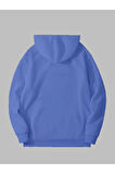 3 İplik Günaydın Baskılı Mavi Kanguru Cepli Kapüşonlu Sweatshirt Hoodie | S