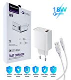 Tecno Camon 19 Uyumlu 18W 3.4A Type-C Ultra Hızlı Şarj Cihazı / Şarj Aleti Seti (Adaptör+Kablo) 