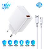 Vivo Y200 5G Uyumlu 18W 3.4A Type-C Ultra Hızlı Şarj Cihazı / Şarj Aleti Seti (Adaptör+Kablo) 