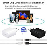 Samsung Galaxy A56 Uyumlu 45W Type-C to Type-C Super Hızlı Şarj Cihazı / Şarj Aleti Seti - İthalatçı Garantili