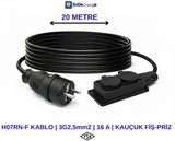EvDeCharge H07RN-F Uzatma Kablosu | 3×2,5 Mm² | 16A | 2'li Priz | Elektrikli Araç Şarjı için En Doğru Uzatma Kablosu