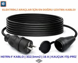 EvDeCharge H07RN-F Uzatma Kablosu | 3×2,5 Mm² |30 Metre| 16A | Elektrikli Araç Şarjı için En Doğru Uzatma Kablosu