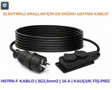 EvDeCharge H07RN-F Uzatma Kablosu | 3×2,5 Mm² | 16A | 2'li Priz | Elektrikli Araç Şarjı için En Doğru Uzatma Kablosu
