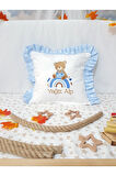 Nakışlı Kırlent Bebek İsimli 40x40 Cm İçi Dolgulu Fırfırlı Kırlent
