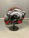  Jk-902 Güneş Vizörlü Çene Açılır Kask H1 RED