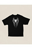 Spider-Man Logo Baskılı Unisex Tişört, Oversize Marvel Örümcek Adam Tişört