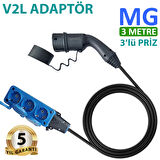 Hgsşarj Mg, V2L Adaptör 3'lü Priz, Elektrikli Aracınıza 220V Ev Tipi Priz, Kampta - Seyahatte