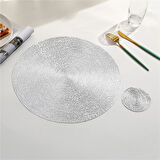 PVC yemek takımı, Yuvarlak PVC Amerikan Servis Seti 6 Parça Gümüş(Silver)