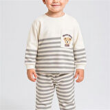 Ayıcık Nakış Cepli Erkek Bebek İkili Takım - Gri