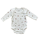 Çiçek Desenli Kız Bebek Uzun Kollu Zıbın Body - Beyaz