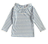 Çizgili Fırfır Yakalı Pamuklu Uzun Kollu Çocuk Bluzu